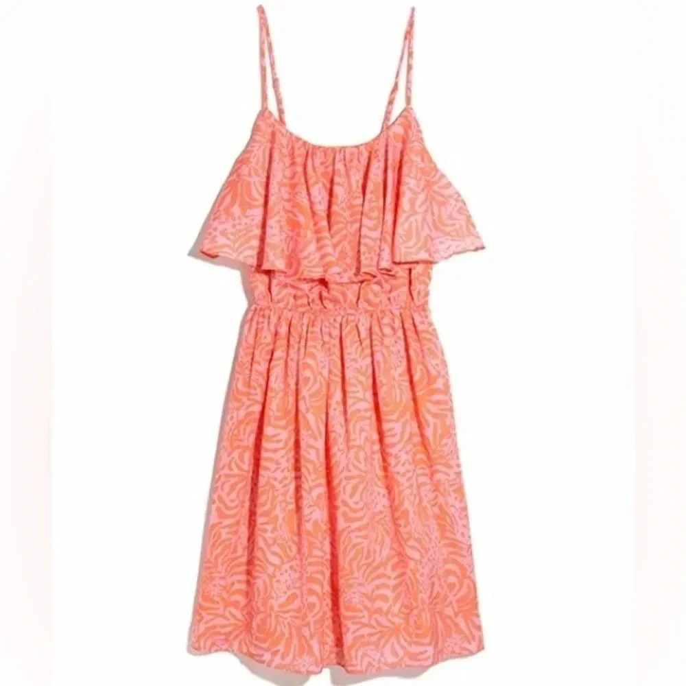 Lilly Pulitzer Target Ruffle Flounce Orange Pink Spaghetti Strap Dress Small